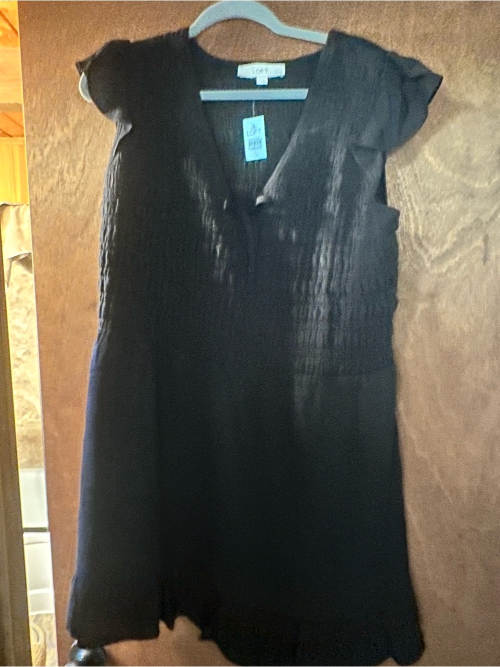 LOFT Black Short Sleeve V-Neck Dress NWT